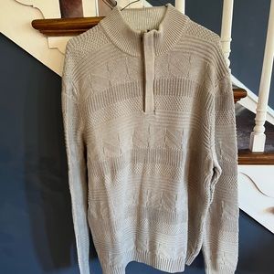 Tasso Elba Men's Textured Sweater w/ Faux Suede -  Beige -Sz XL